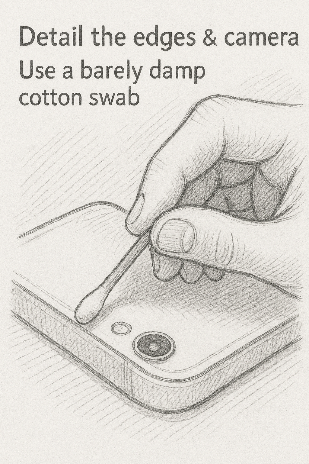 Dry microfiber wipe on a phone screen